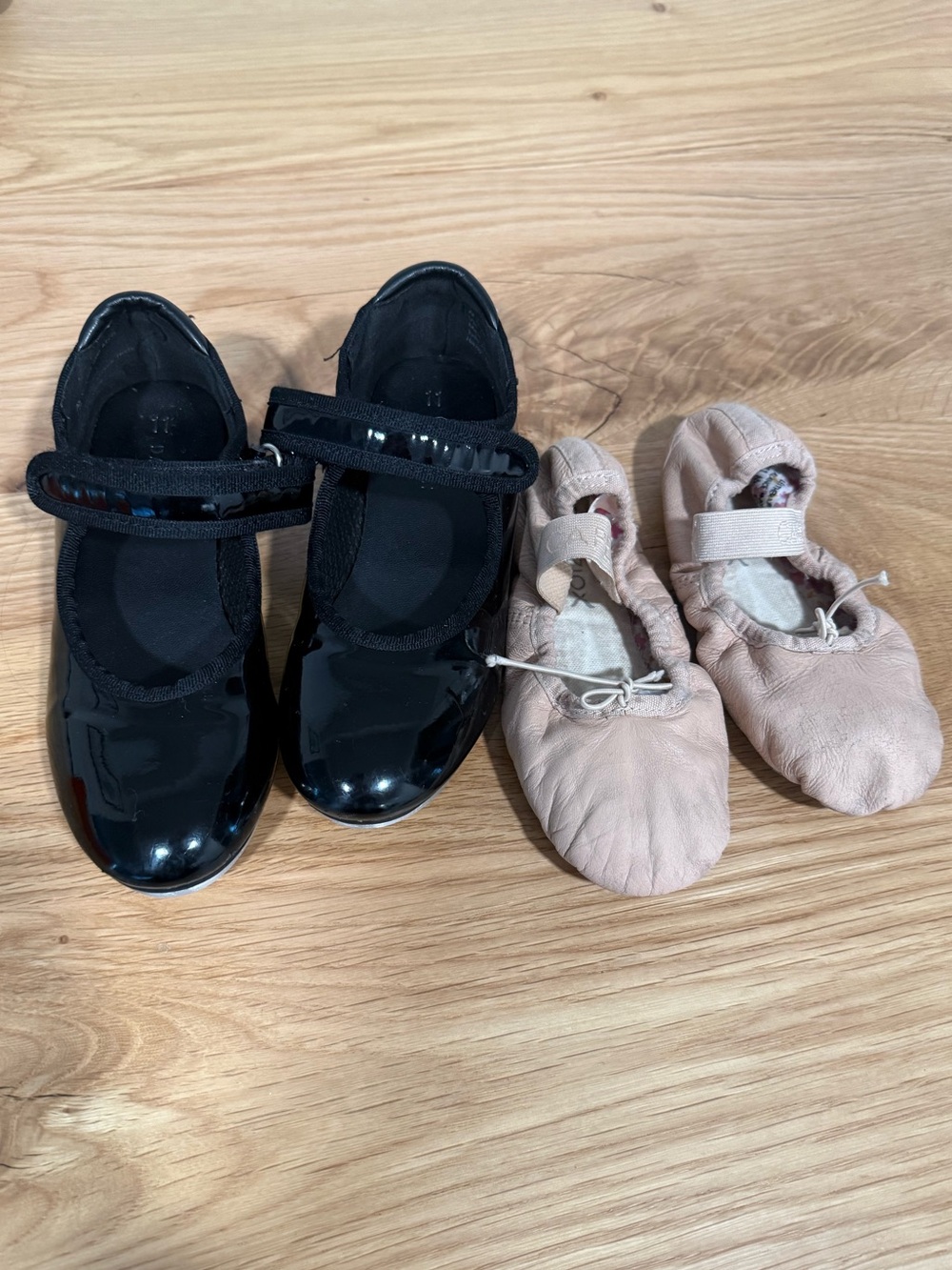 Danskin Girls Black Tap Shoes & Capezio Blush Ballet Slippers-Size 11 Toddler